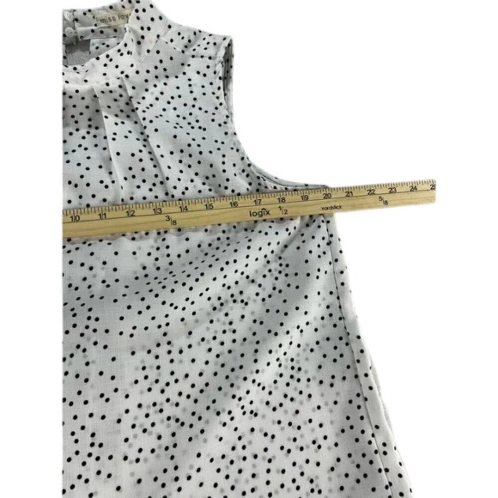 Miss Love Tank Top Black and White Polka Dot Size L 100% Polyester - Picture 3 of 4